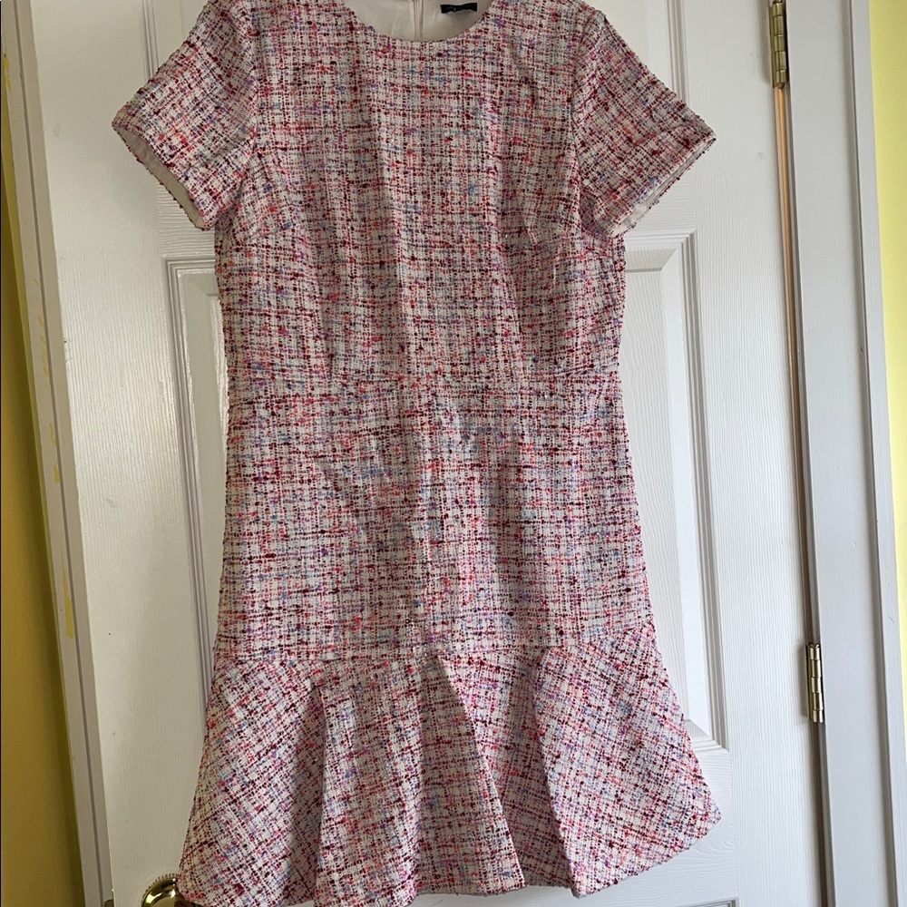 Ann Taylor Multicolor Tweed Flounce Hem Dress